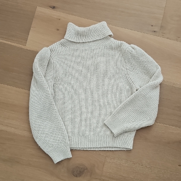 J. Crew Cream Cropped Puff-Sleeve Turtleneck Sweater Small - Picture 3 of 5